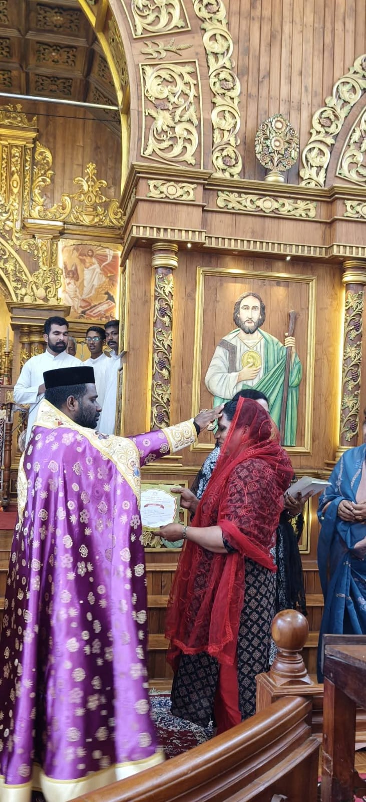 A blessing at the altar